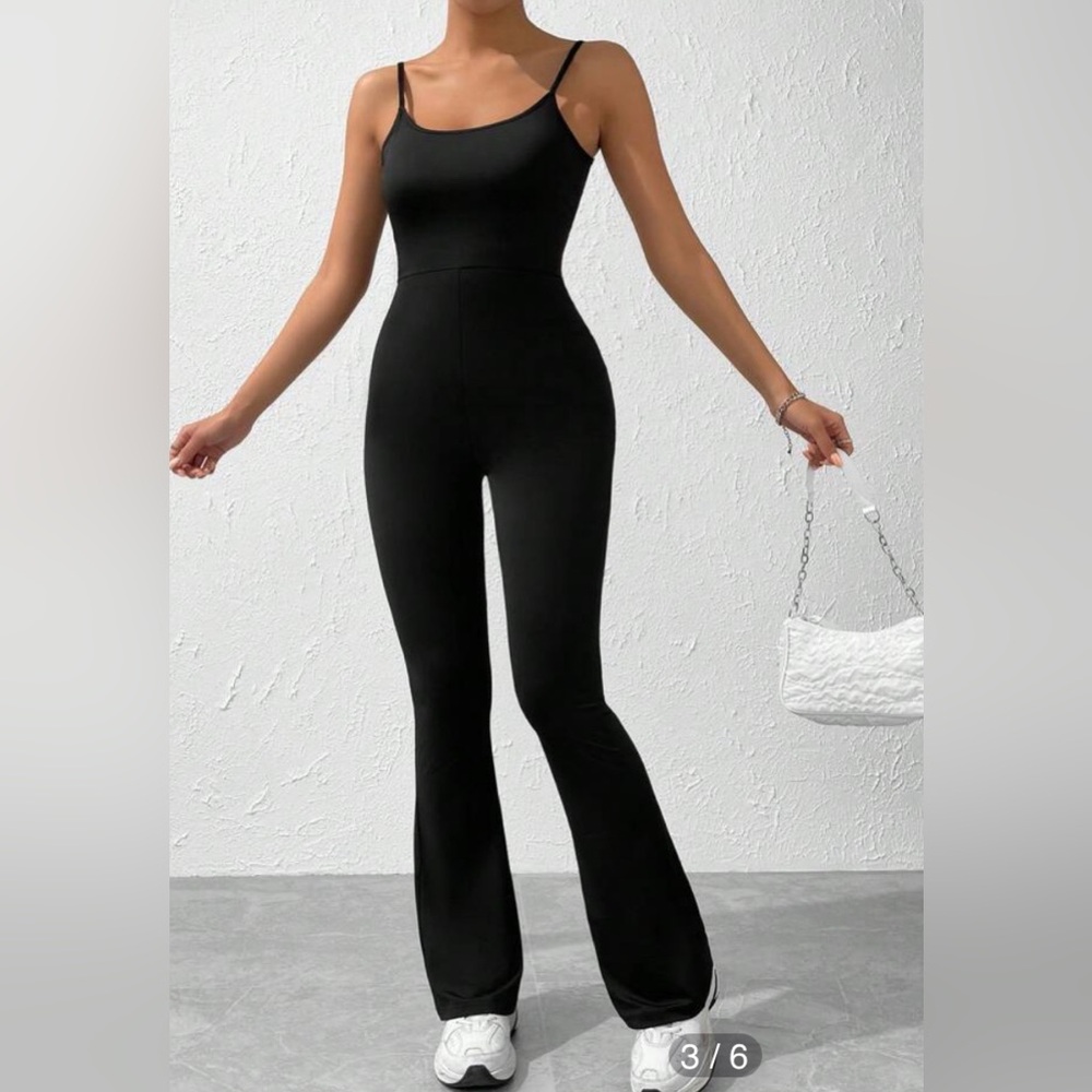 Black flare leg jumpsuit